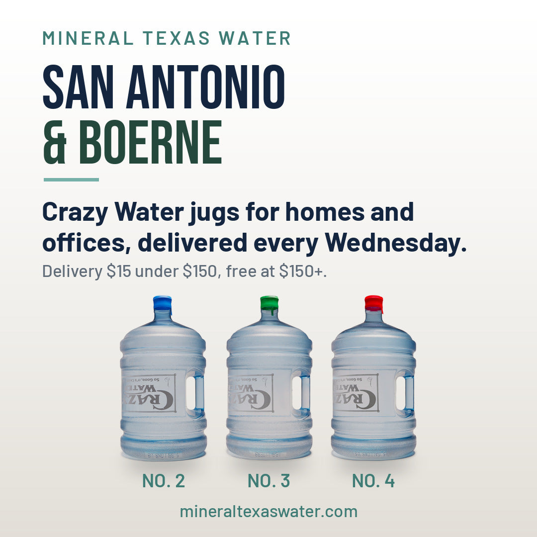 Crazy Water 5-gallon jugs for San Antonio and Boerne delivery
