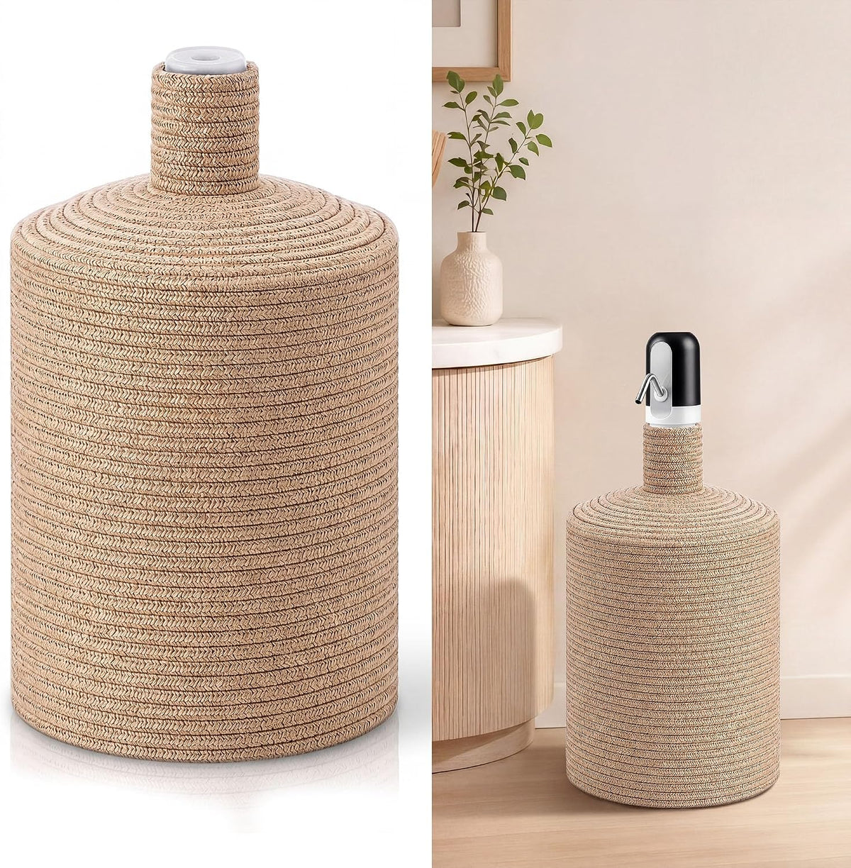 5-Gallon Woven Jute Jug Cover Light Brown