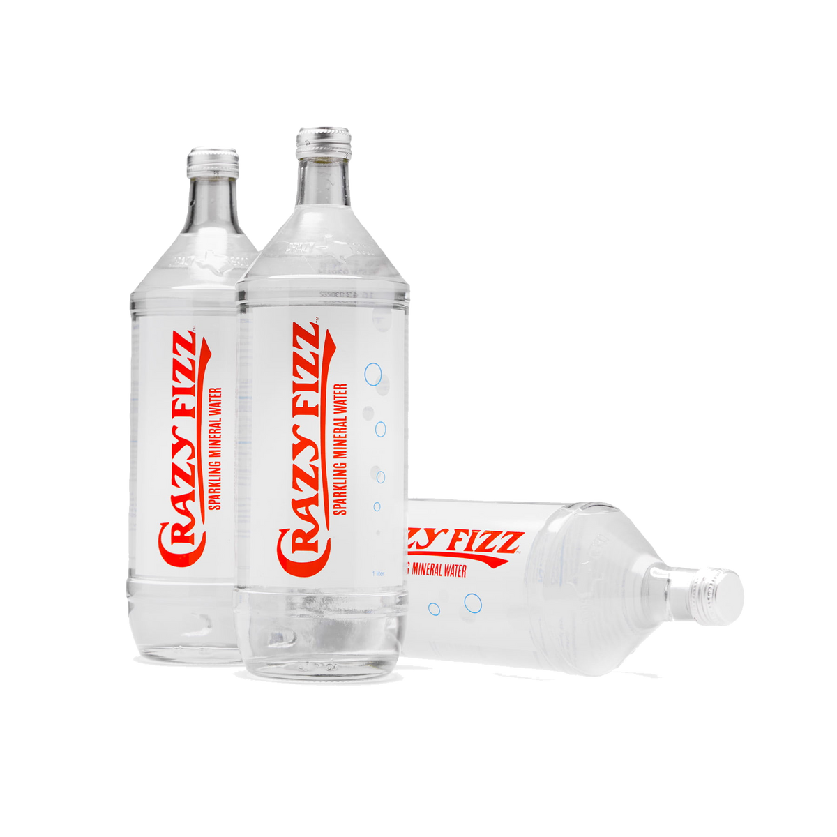 Crazy Water Sparkling Fizz – Mineral Water – 1 Liter Glass (Case of 6)