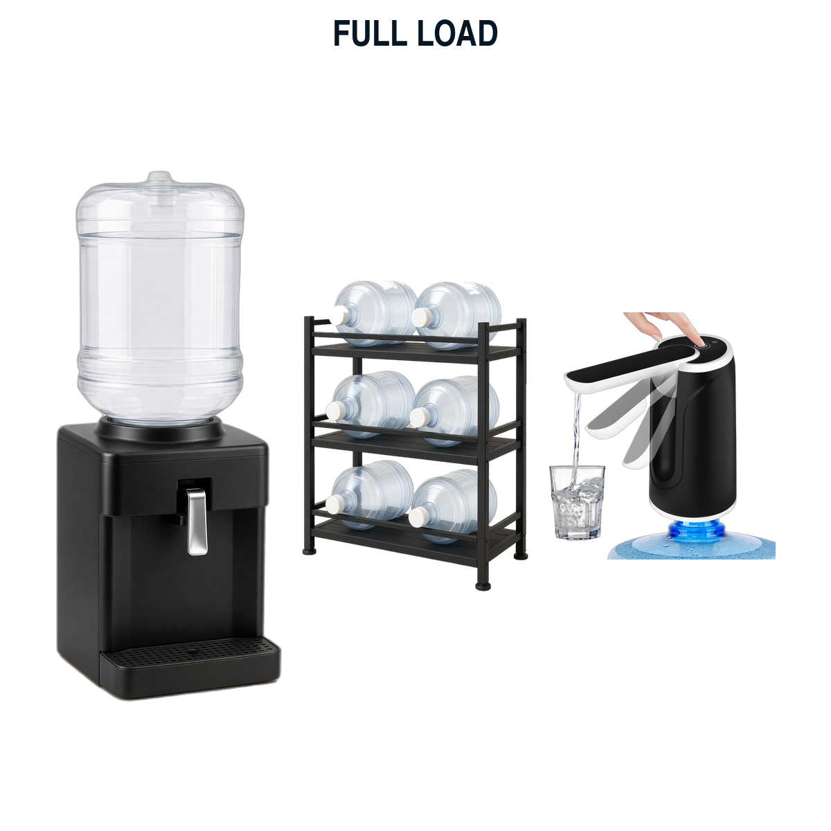 Full Load — Dispenser + Rack + Pump + 6×5-Gallon